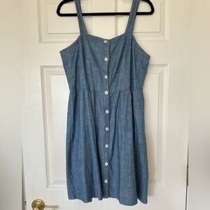 J. Crew Blue Button-Front Midi Dress